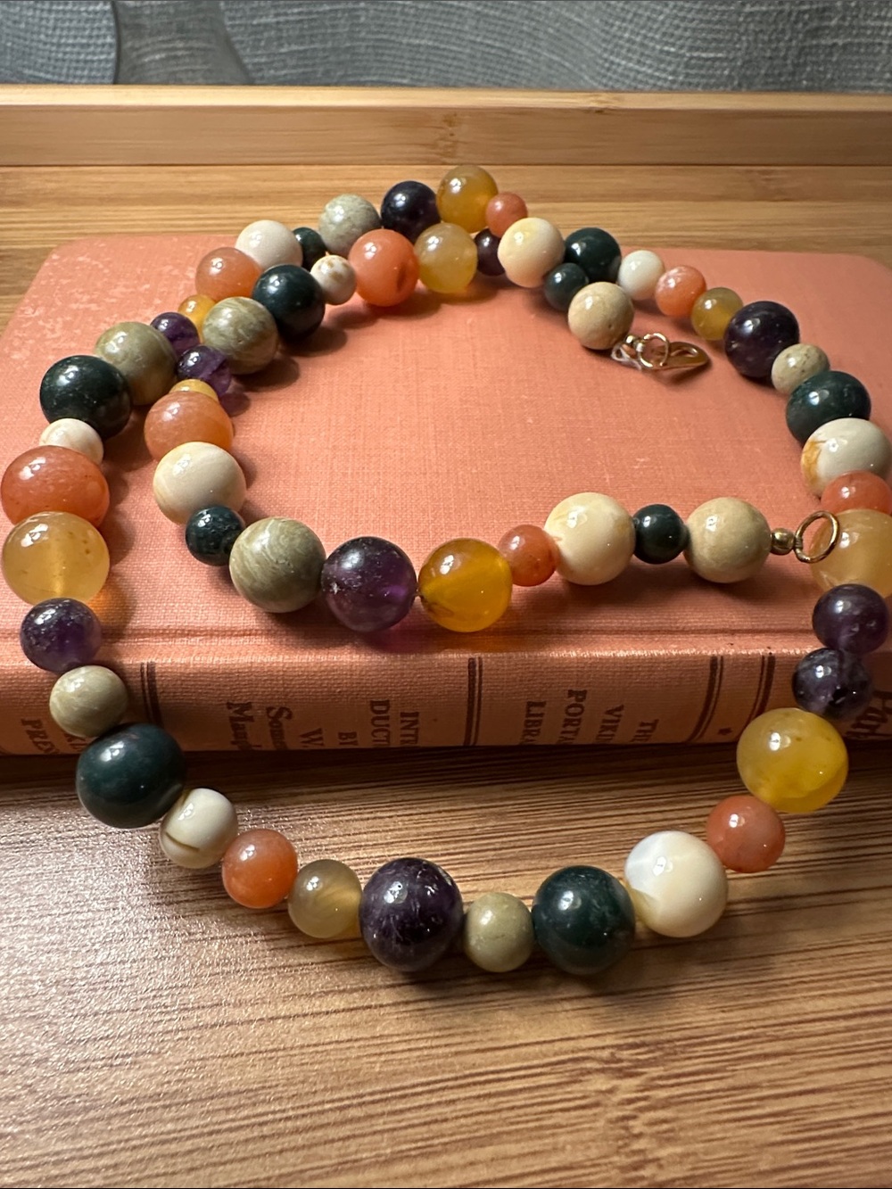 Multicolor Natural Stone Bead Necklace - Mixed Gemstone Elegance